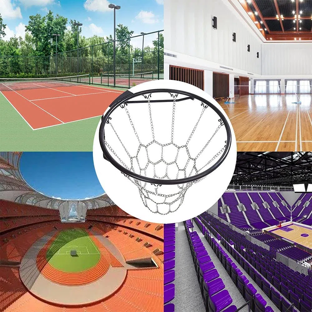 Red Baloncesto, Red de Baloncesto Metal, resistente red de baloncesto, Red de Baloncesto Cadenas, Red de Aro de Baloncesto, Tamaño Regulatorio, Durable e Fácil de Instalar, para Cancha de Baloncesto