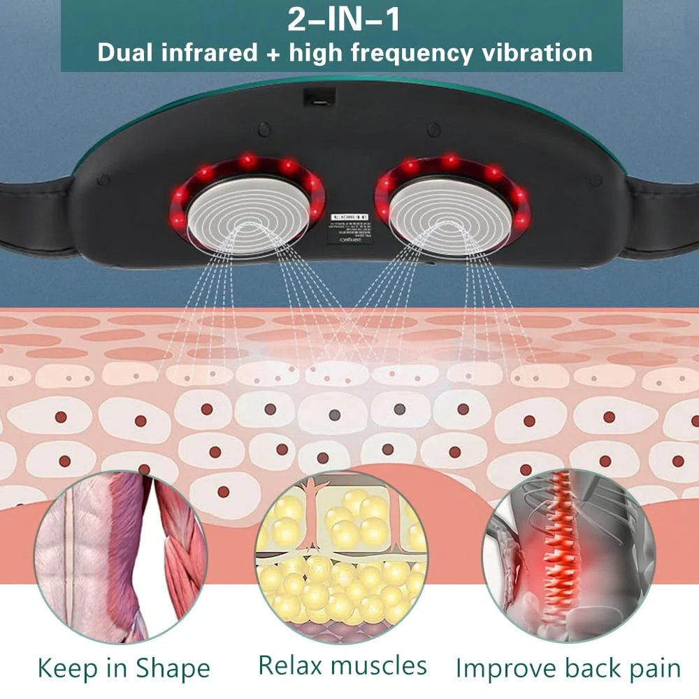 Cinturón Abdominal De Masaje, Máquina de masaje de barriga, Cinturón De Adelgazamiento Eléctrico, Masaje vibratorio en dos etapas, ideal para el hogar, la oficina y los viajes (verde)