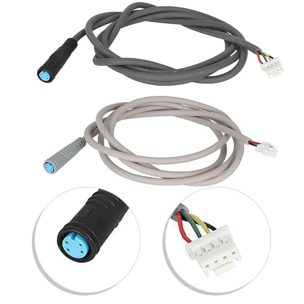 Cable de alimentación para patinete eléctrico, color negro/gris, 124 mm, línea de conector de plástico compatible con pantalla