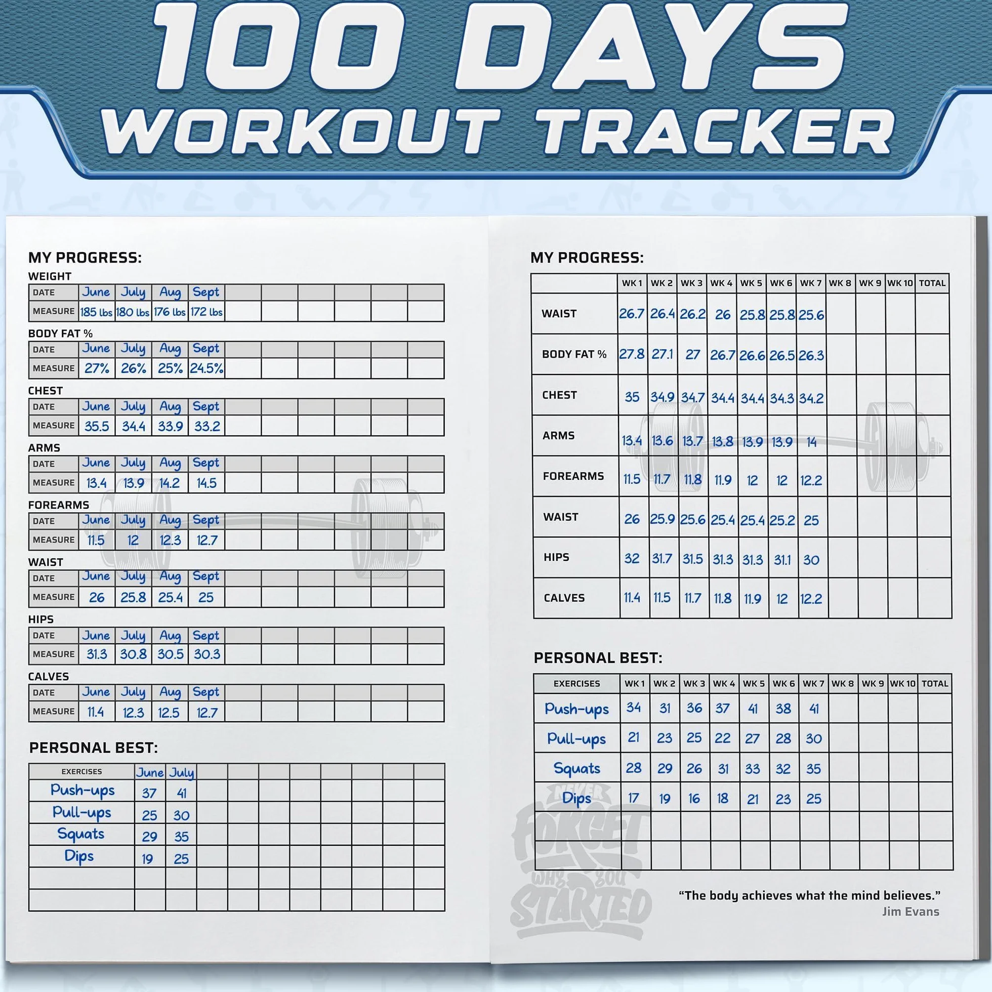 Fitness Logbook - Planificador de entrenamiento - Tamaño A5, Gris antracita - Diario de entrenamiento - Establecimiento de objetivos para culturismo - por Workout Log