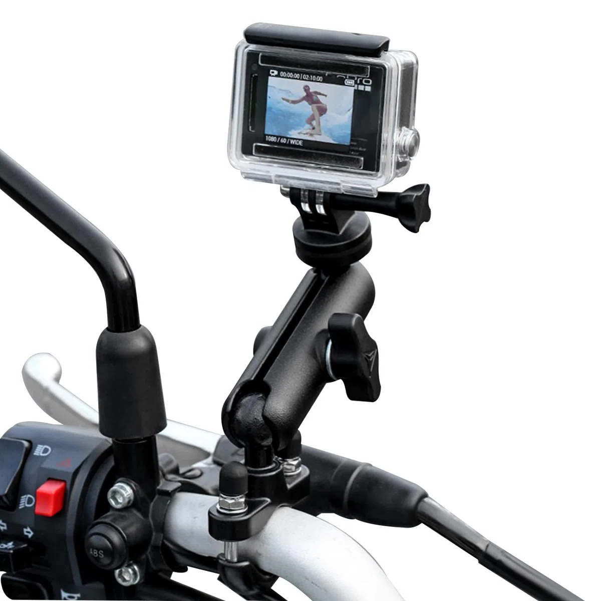TKOOFN Soporte de Bicicleta/Motocicleta para GoPro Cámara, Montaje para Manillar de Metal Ajustable Giratorio de 360 Grados para GoPro Hero 12 11 10 9 8 7 6 5 4,DJ Canon Nikon Sony Cámara de Acción
