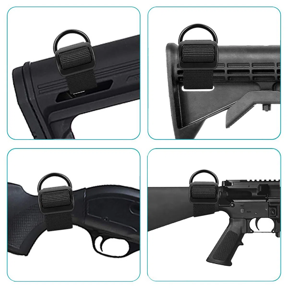 2 PCS Ajustable Nylon Buttstock Sling Accesorio de la Correa de Gunstock Kit Adaptador de Montaje de Pistola para Cualquier Sling (Sling de 1 Punto/Sling de 2 Puntos) en Rifle, Airsoft y Shotgun