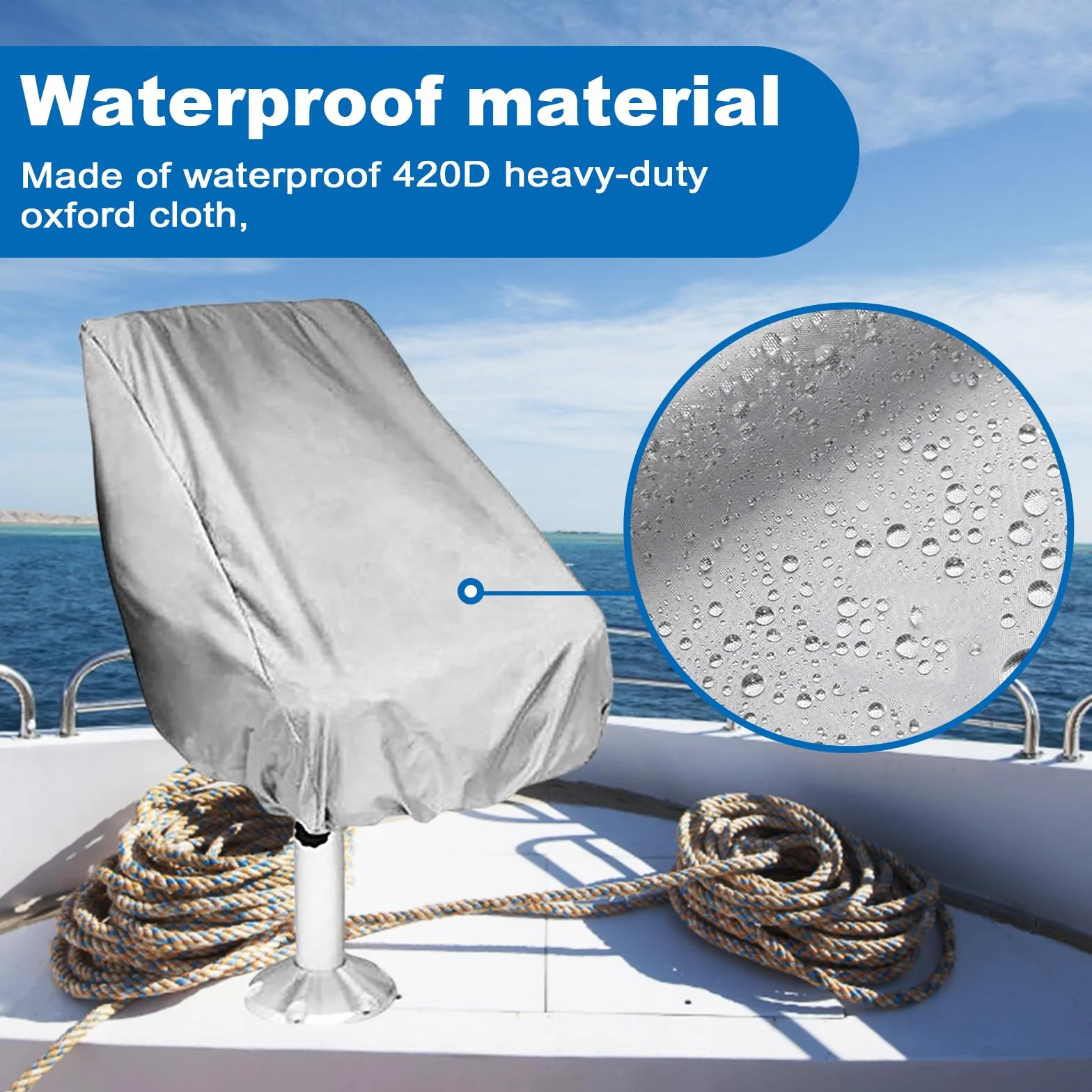 Funda para Asiento de Barco, Funda Protectora Elástica Impermeable y a Prueba de Polvo para Exteriores para Yate, Silla, 56x61x64cm
