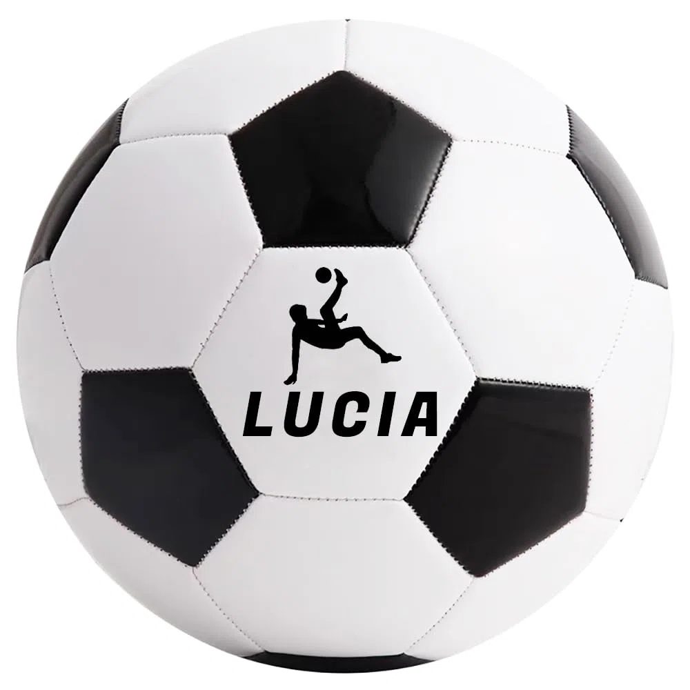 Fútbol Personalizado con Nombre Impreso Negro/Blanco, Tamaño 5, Balón de Fútbol Deportivo Personalizado