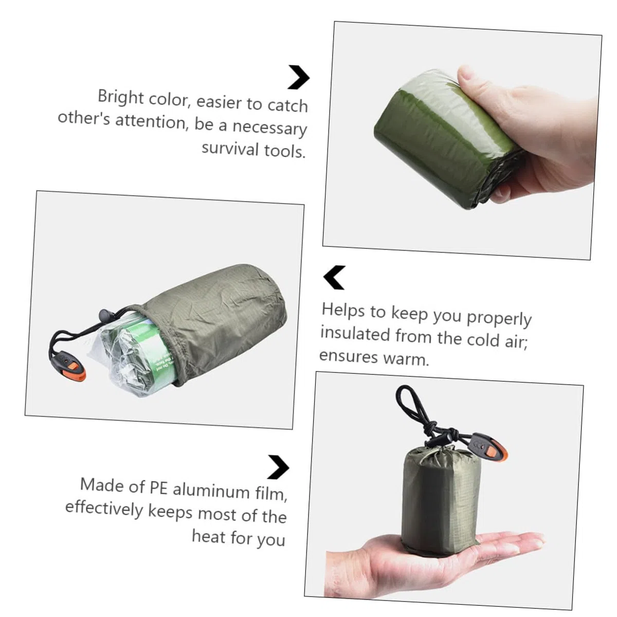 Cabilock Saco de Dormir de Emergencia Ultraligero Persona Manta Térmica Resistente a Rasgaduras Colchoneta Compacta para Actividades al Aire Libre y Situaciones de Primeros Auxilios