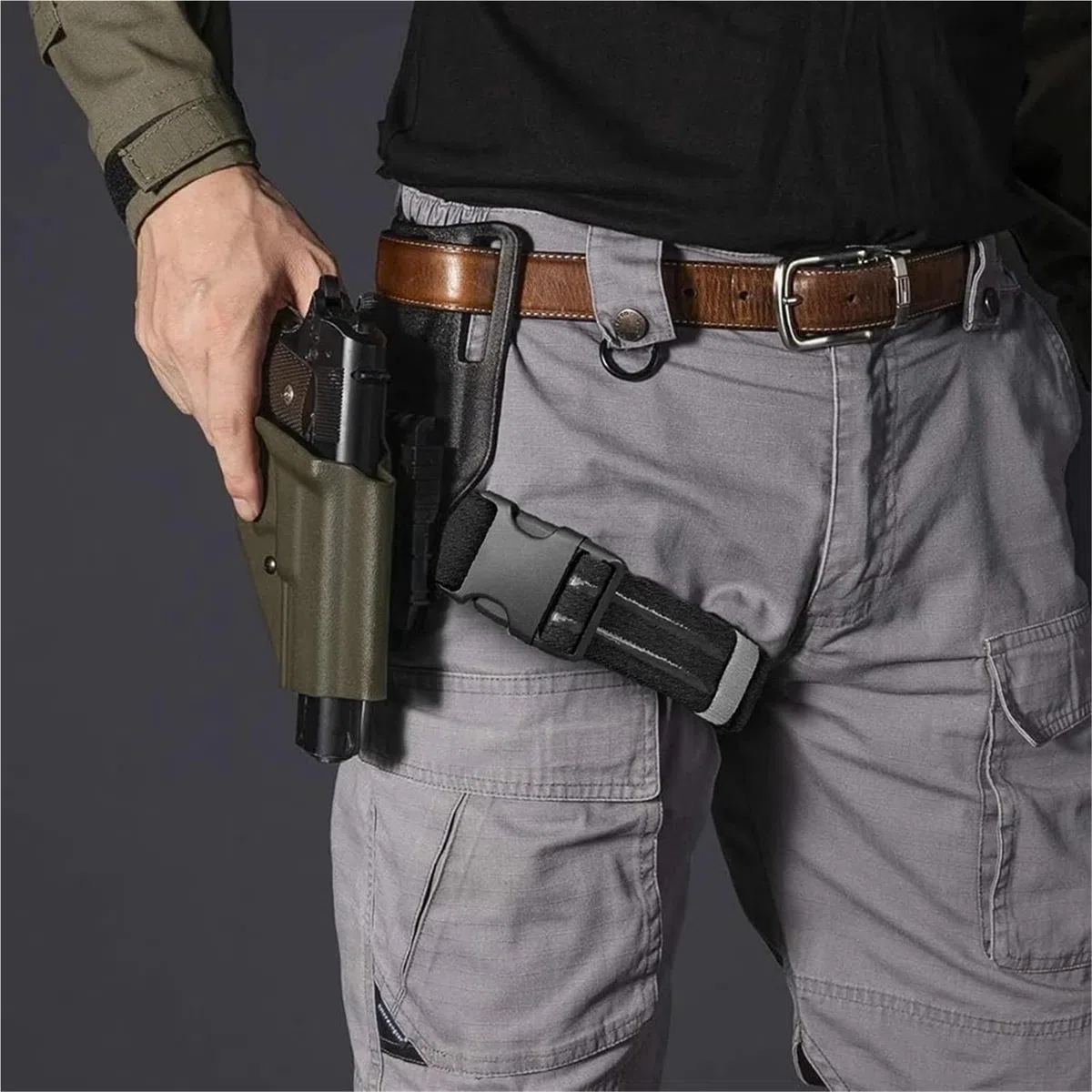 Genérico 2 Bandas elásticas tácticas para Muslo - Porta-Fundas para Caza/Exterior con Hebilla de liberación rápida