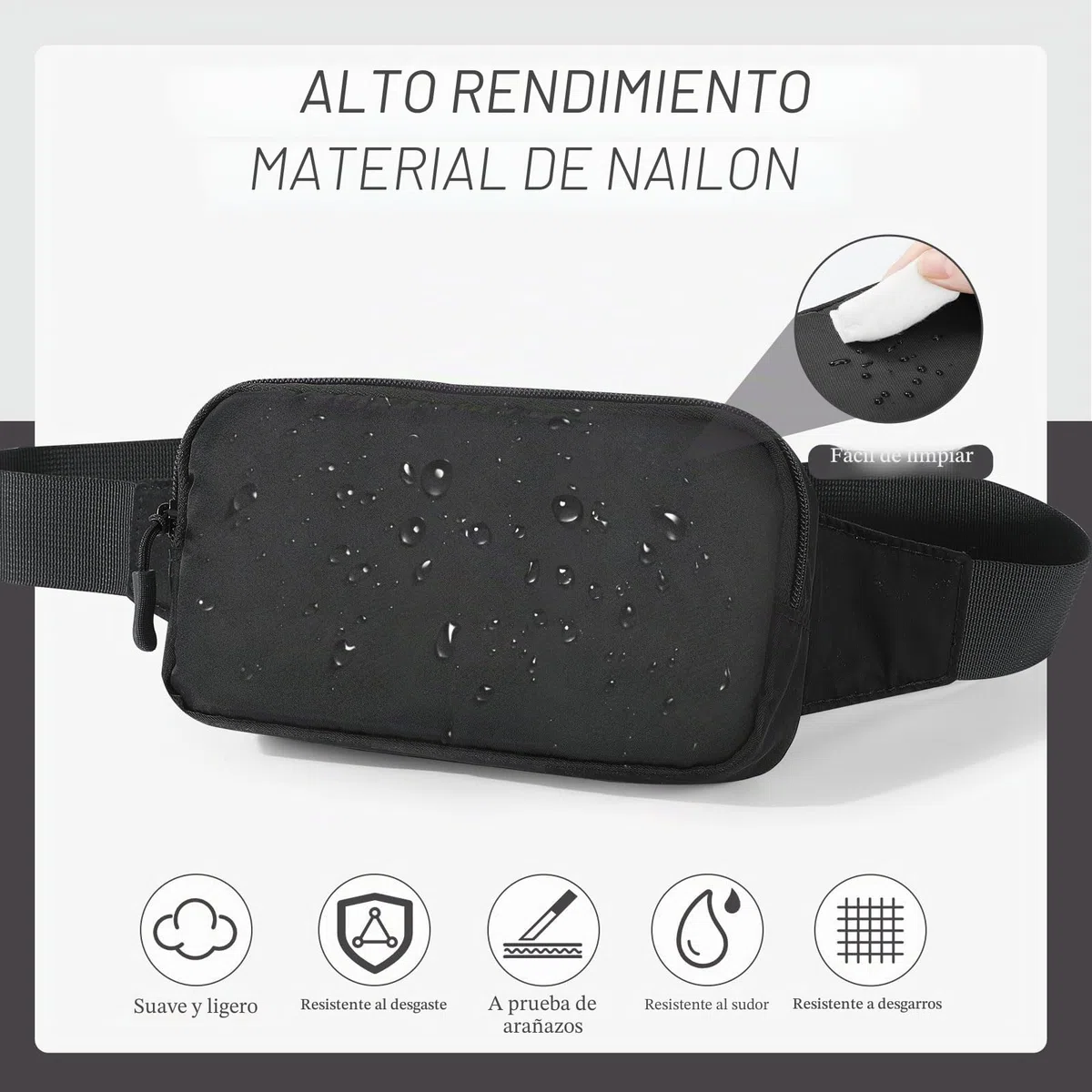 MoKo Riñonera Deportiva para Hombre Mujer, Cinturón Running Universal con Correa de Bandolera Ajustable y Cremallera para Deporte Senderismo Ciclismo Viaje, Bolsa Bandolera de Cintura de Nylon
