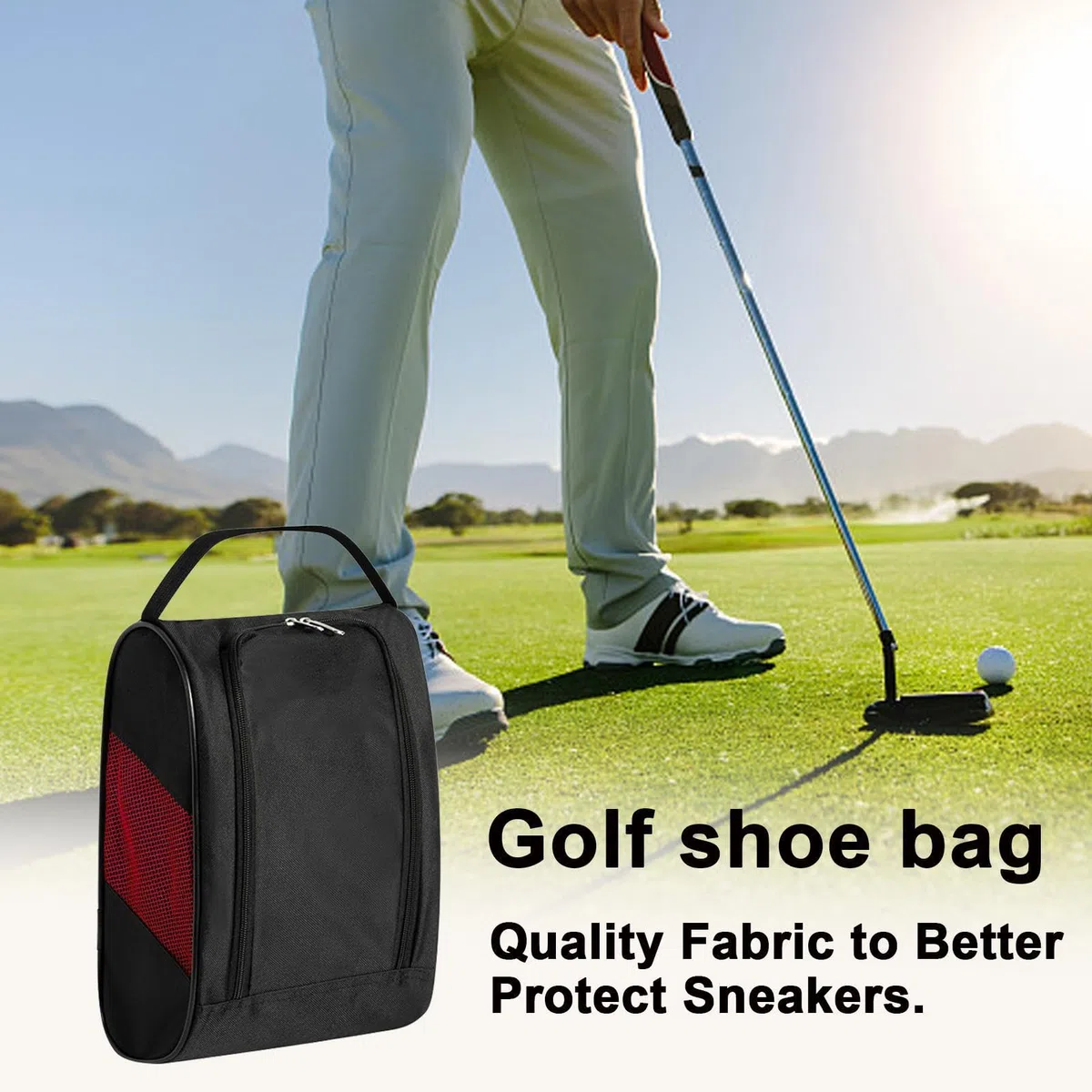 Bolsa de Zapatos de Golf, Bolsa de Transporte de Zapatos, Bolsas de Transporte de Zapatos con Cremallera con Ventilación, Bolsas de Transporte de Zapatos Deportivos Transpirable con Cremallera,