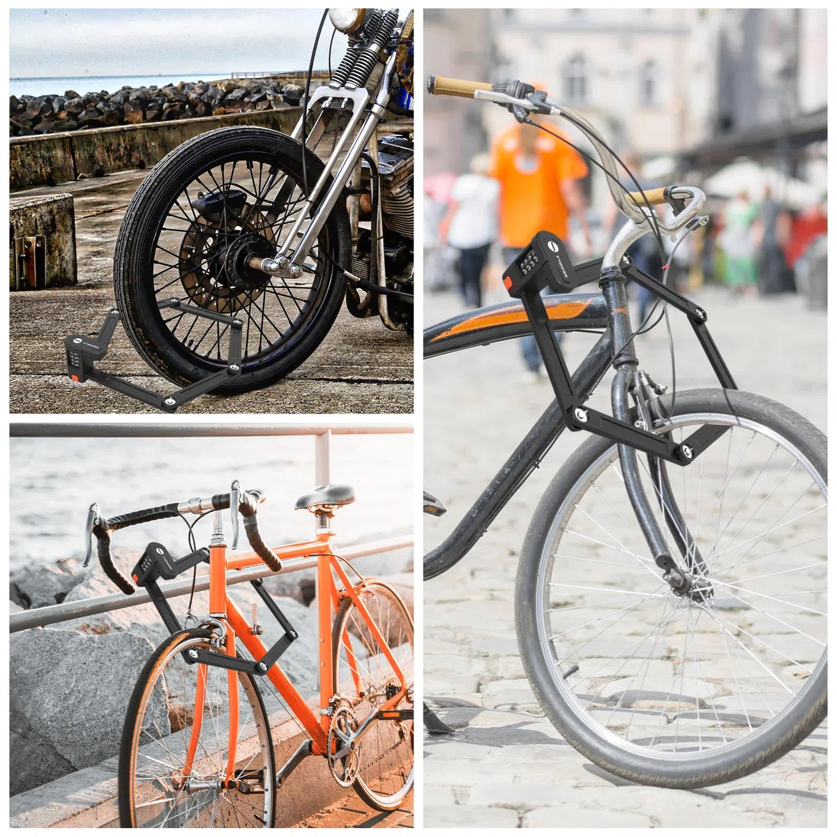 Candado Bicicleta Plegable, 88 cm 4 Dígitos Antirrobo Bicicleta con Soporte, Robusto Candado Plegable, Protección Antirrobo, Fácil de Llevar para E-Bike, Motocicleta, Scooters