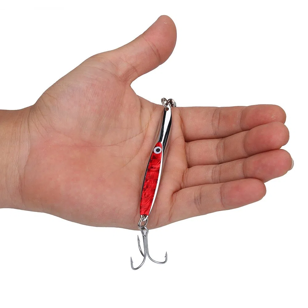 Cebos Señuelos de Pesca Aparejos de Pesca de Cebo Pesca Señuelos con Anzuelo,Lentejuelas Cebo Metal Bass Hard Spoon Bait Jig Señuelo Artificial Gancho(84g Plata )