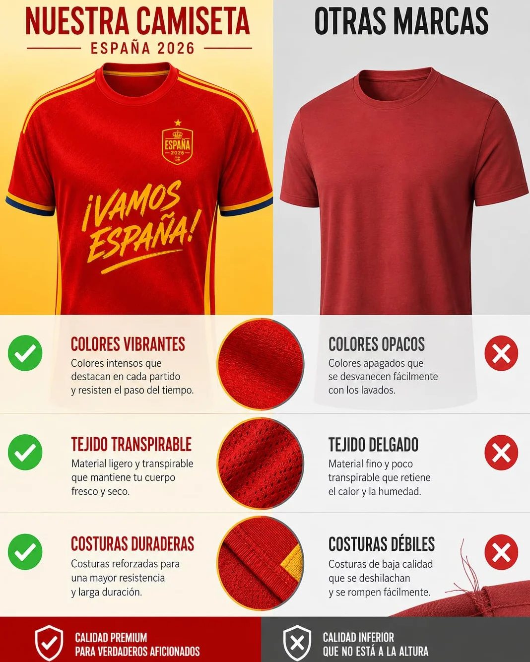 CUMBERS PAX Textil - Camiseta Roja ¡Vamos España! 2026, Diseño Exclusivo, Fabricada en España, para Hombre, Mujer y Niño | Camiseta Roja para Animar a la Selección en Eventos Deportivos