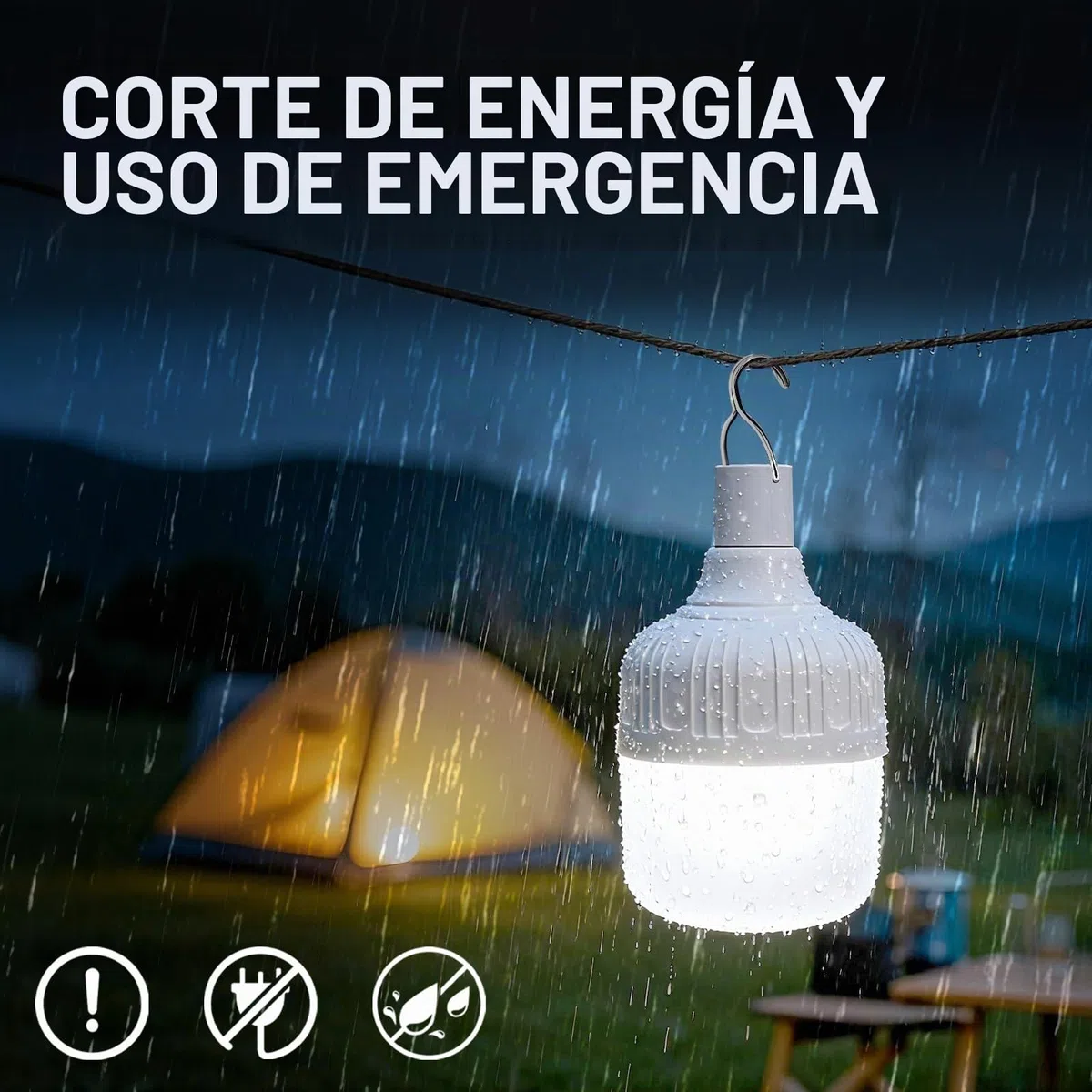 LETOUR Lámpara Camping Recargable ,5000 lúmenes Bombilla de Luz LED Portátil con 5 Modos de Lluminación, IP45 Resistente al Agua, 8800 mAh Senderismo Camping Emergencia al Aire Libre
