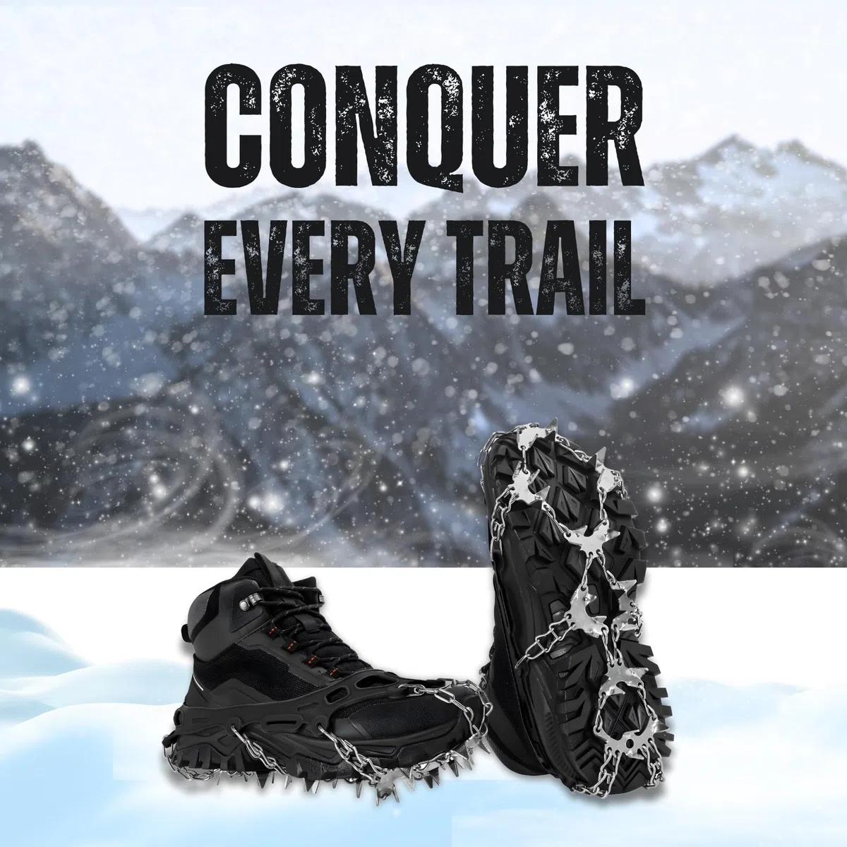 Crampones para Calzado, 32 Clavos, agarres para Hielo y Nieve, Tacos de tracción de Acero Inoxidable para Caminar y Hacer Senderismo