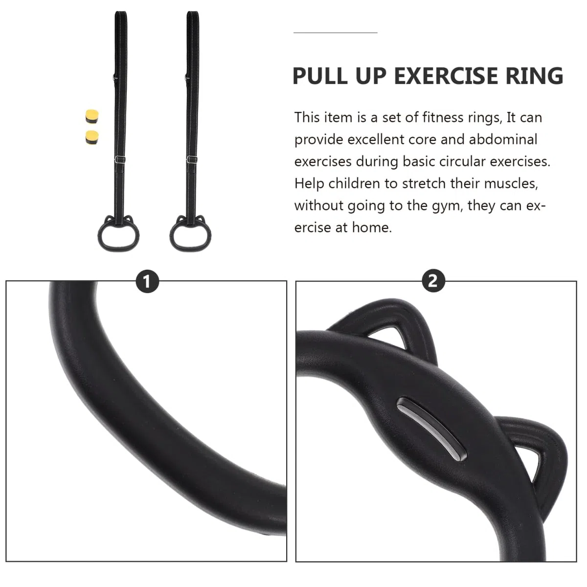 BESPORTBLE Anillas De Gimnasia para Niños con Correas Ajustables Anillo De Fitness De Nylon Y Metal para Entrenamiento En Casa Y Desarrollo De Fuerza
