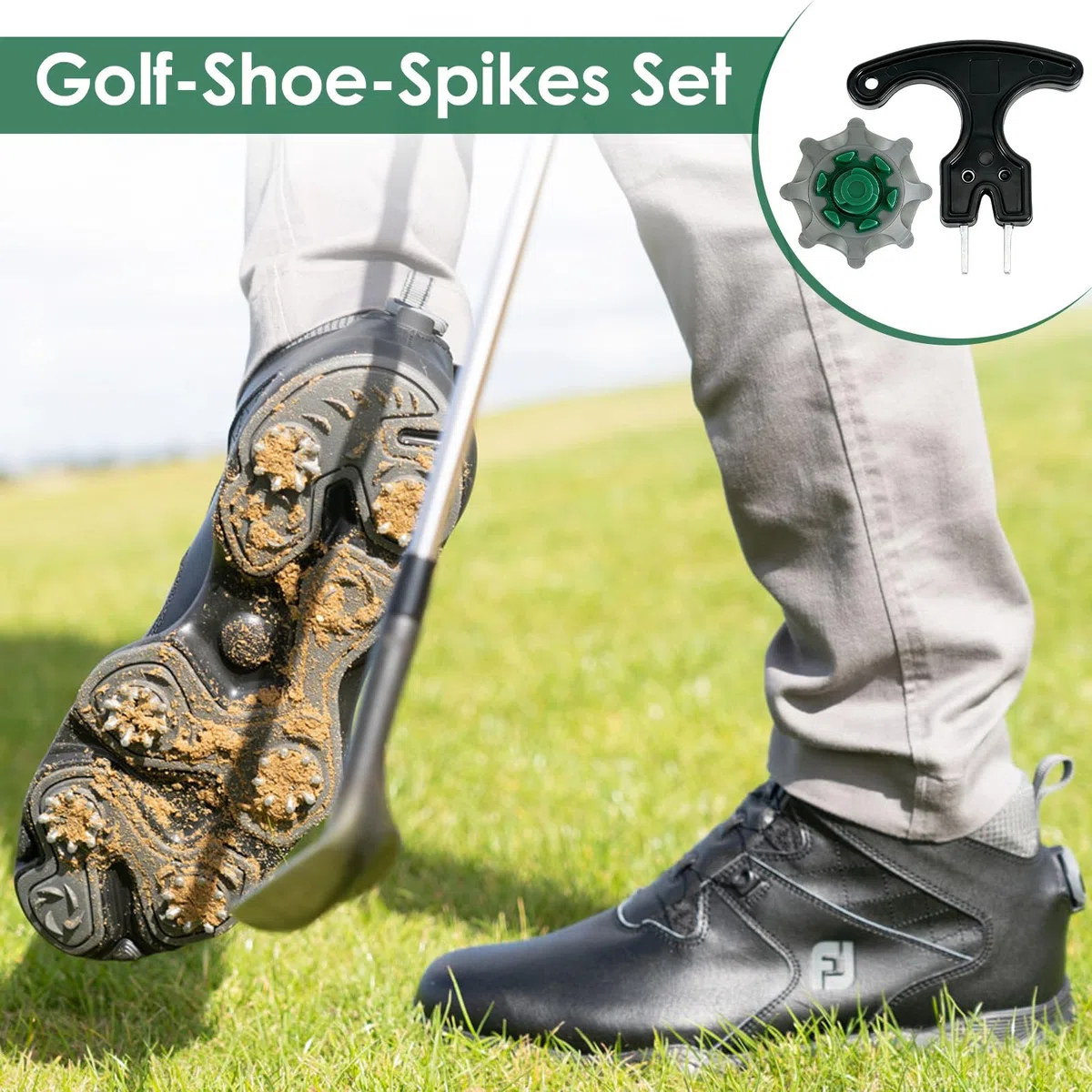 Juego de 30 tacos de repuesto para zapatos de golf, tacos de críquet con llave, tacos de zapatos de críquet con llave, tacos de tornillo para zapatos de golf, tacos de tracción antideslizantes para