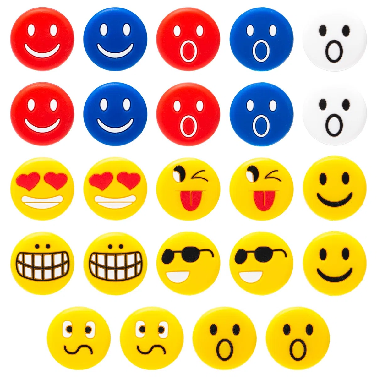 24 Piezas Antivibradores Tenis Silicona Smiley Amortiguador Raqueta Tenis Amortiguador para Raquetas de Squash Amortiguador de Raqueta de Tenis de Happy Face para Jugadores de Tenis