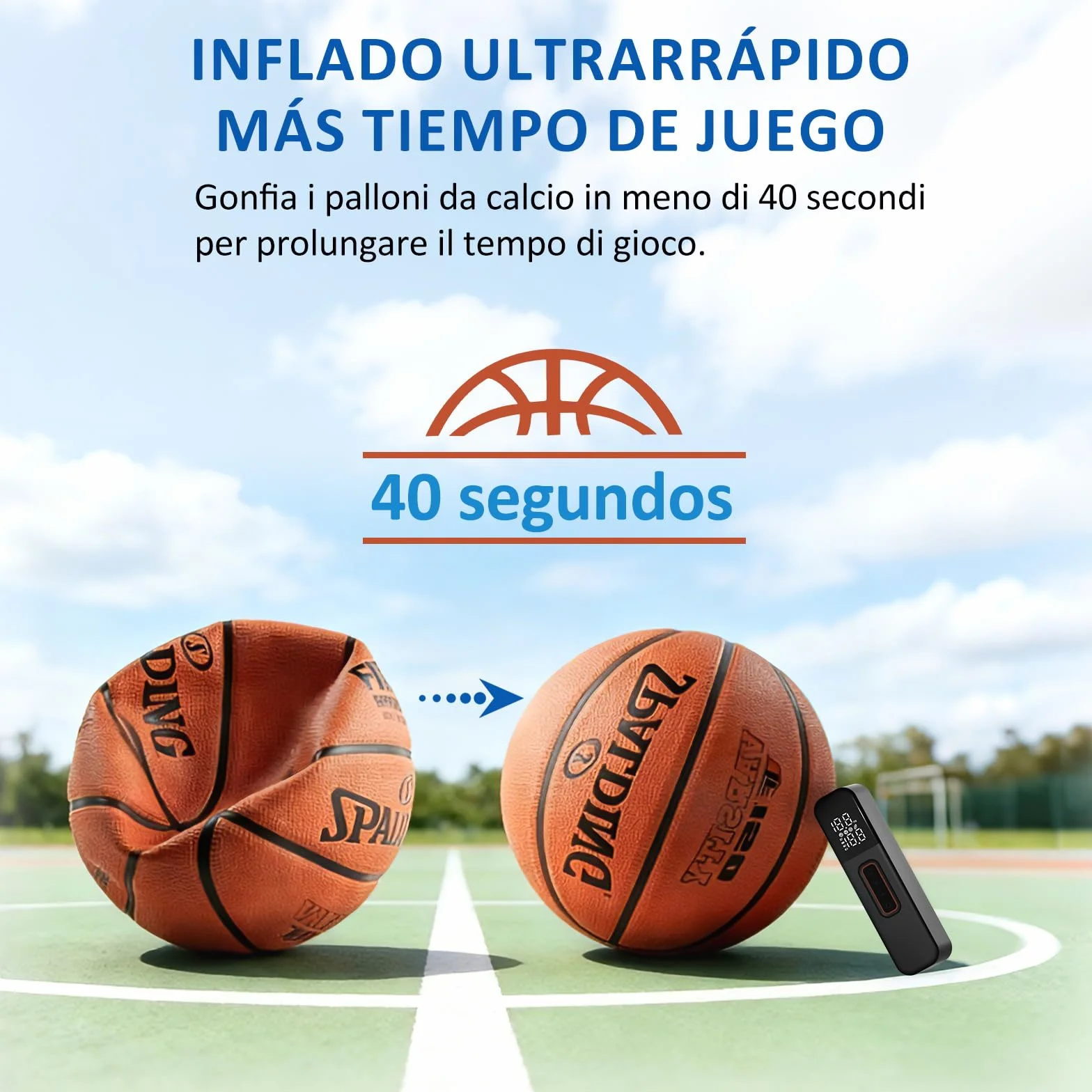 Bomba de Bola eléctrica, Bomba de Aire Inteligente, inflado de Bola rápido portátil con manómetro preciso y Pantalla LCD Digital para fútbol, ​​Baloncesto, Voleibol, Rugby (2 Agujas y 1 Boquilla)