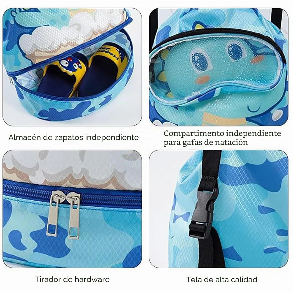 Bolsa Deporte Niño, Mochila Cuerdas Impermeable, Mochila Deporte Niño Gran Capacidad, Separación Seca y Húmeda Gimnasio para Niños en la Piscina, la Playa, Viajando
