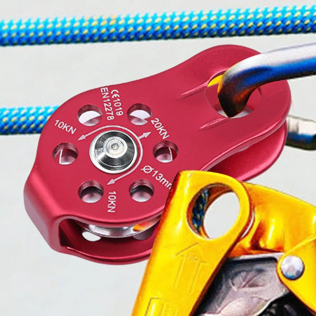 Polea de cuerda para escalada en roca,Polea para escalada en pared de roca | Pequeñas poleas de cuerda de aluminio,Polea fija para escalada y rescate de paredes de roca, herramienta de supervivencia a