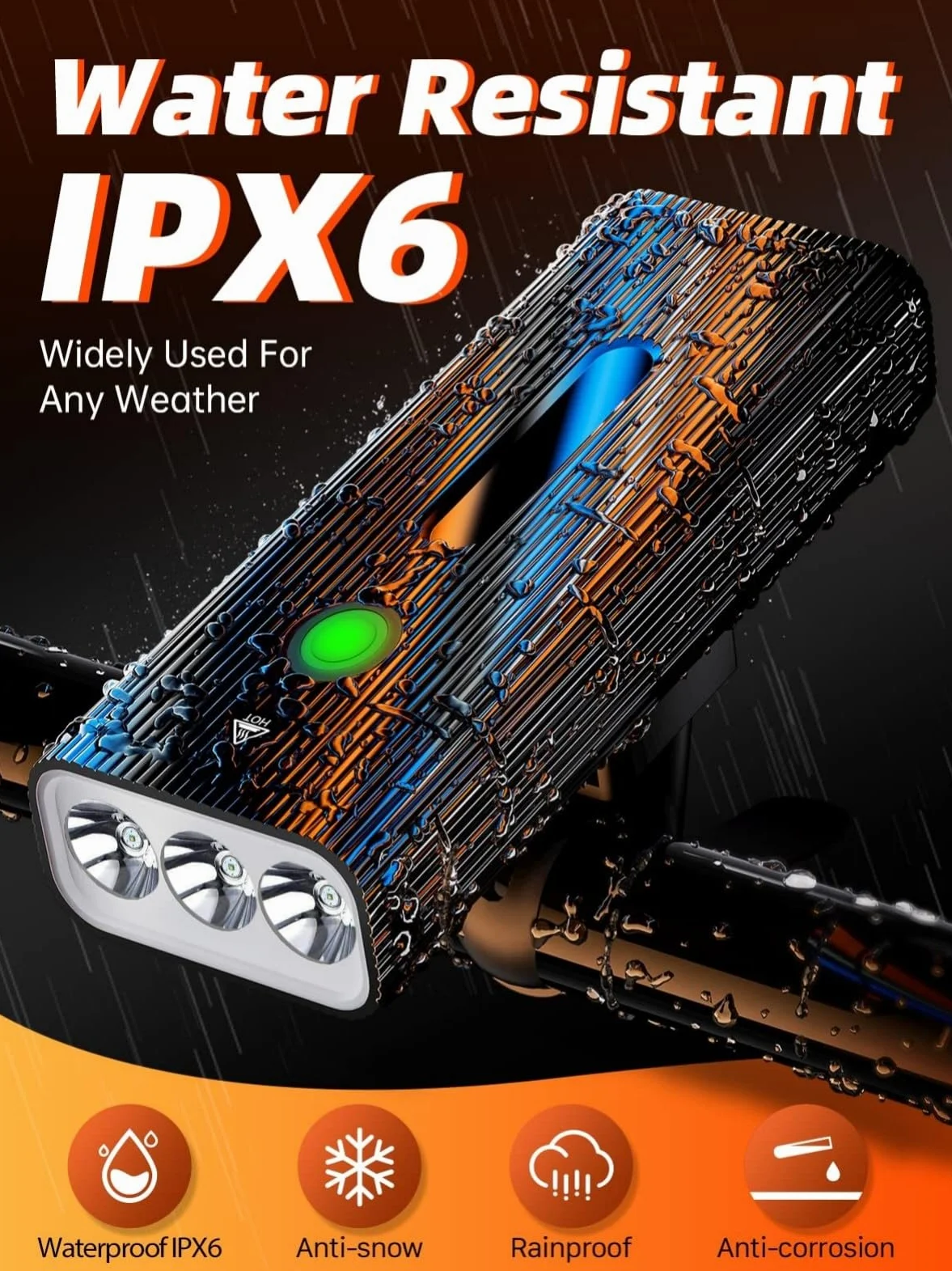 IPSXP Luz Bicicleta, Más de 14 Horas de Batería, Luz Delantera Bicicleta y Trasera IPX6 Impermeable, Luces Bici Batería de 5200 mAh, Linterna Bicicleta Led Alta Potencia Recargable por USB, 5 Modos