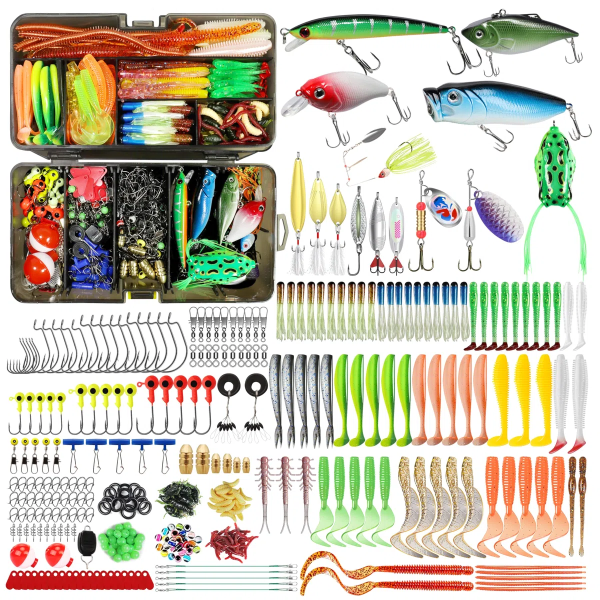 TRUSCEND Kit de señuelos de pesca y aparejos ampliamente utilizados que vale la pena cada centavo, kit de pesca seleccionado para agua dulce salada, económico/regalable/juego de equipo de pesca de