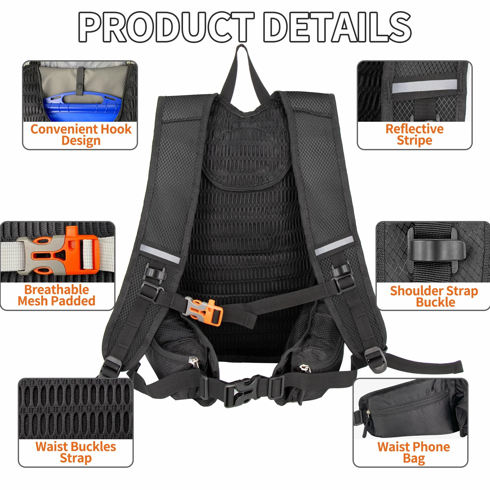 ONTYZZ Mochila MTB Ciclismo Mochilas Pequeñas Ligera Mochila Deportiva Correr Mochila Bici Impermeable Mochilas Trekking Mochila Montaña Mujer Hombre Mochilas de Marcha Mochilas para Esquiar