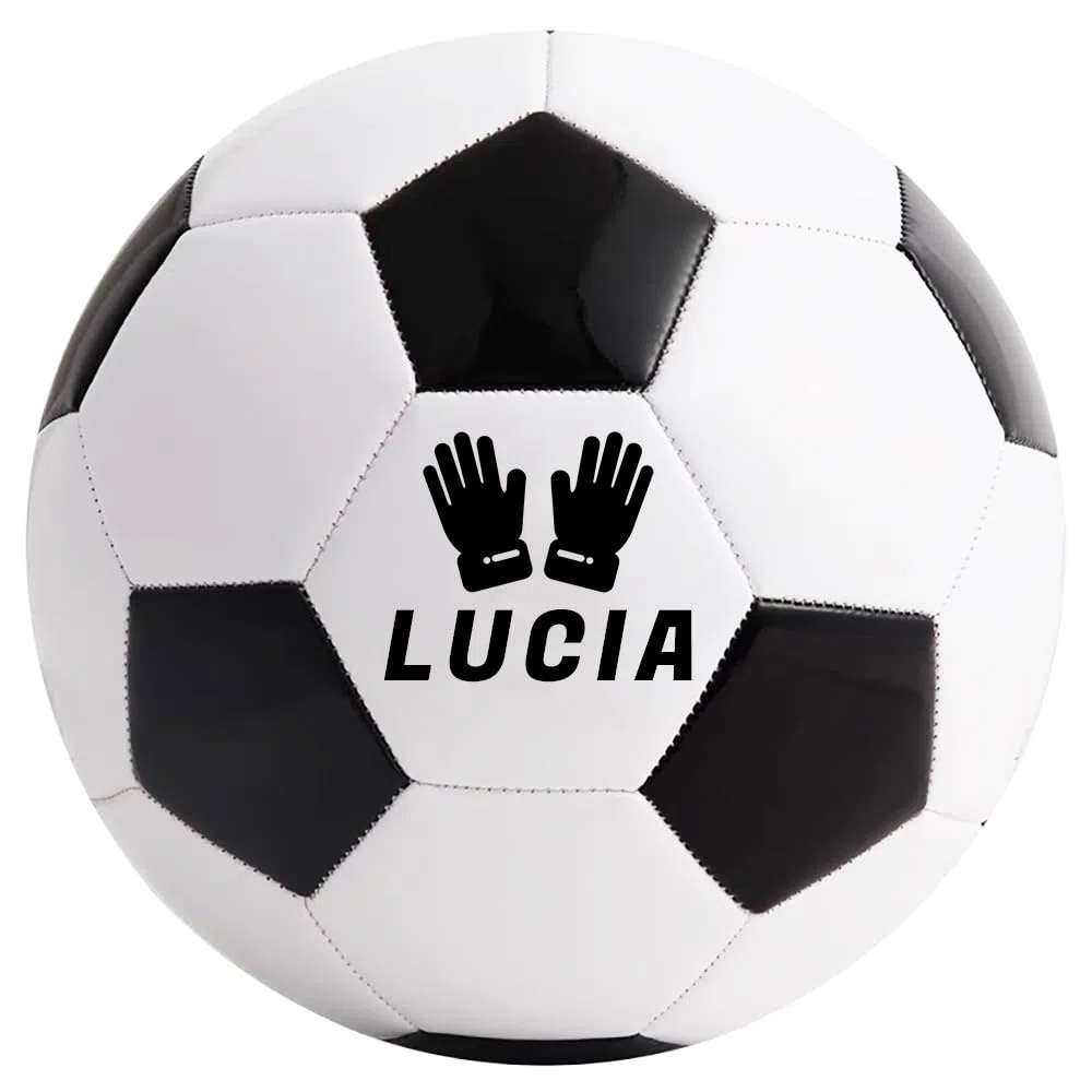 Fútbol Personalizado con Nombre Impreso Negro/Blanco, Tamaño 5, Balón de Fútbol Deportivo Personalizado