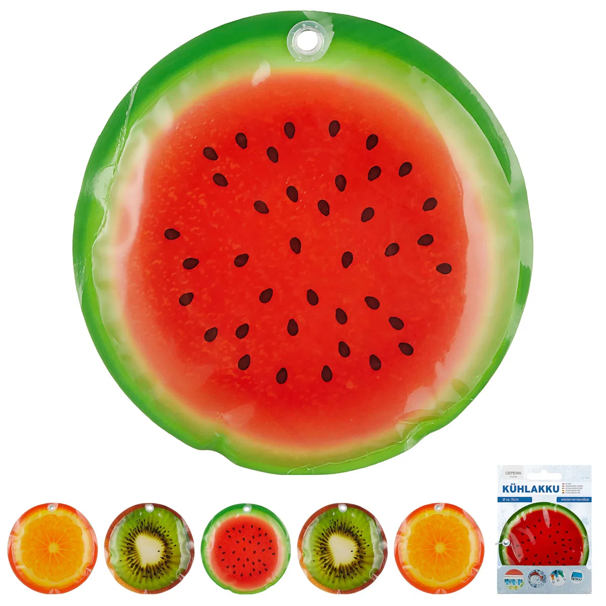 Cepewa Juego de 6 acumuladores de frío para frutas, 15 x 1 cm, de plástico reutilizable, para bolsa isotérmica
