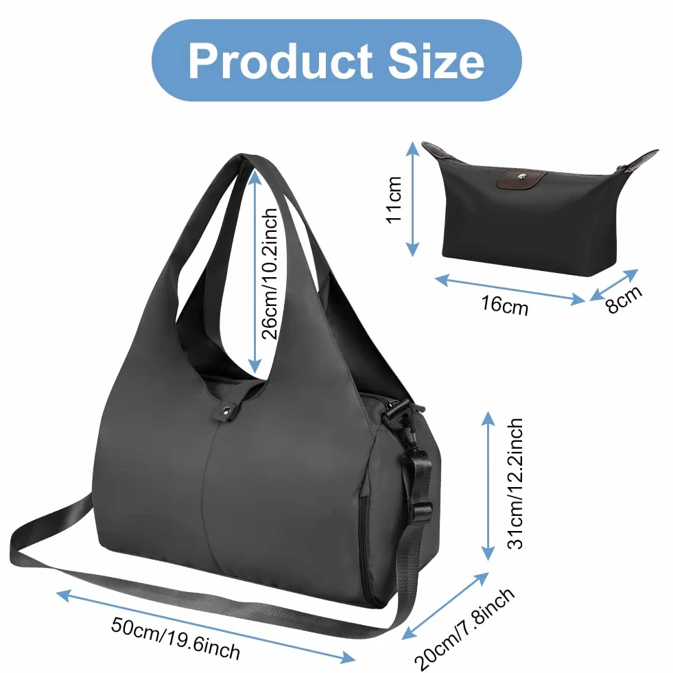 Aucuu Bolsa Deporte Gym, Bolsa de Fitness Deportiva y Yoga con Compartimento para Zapatos Bolsillo Húmedo, Gran Alfombra para Pilates,Bolsillo Laterales Botellas de Agua,Esterilla de Yoga no Incluida