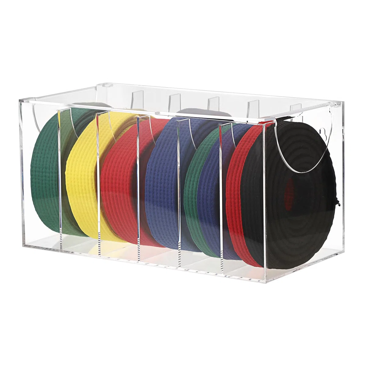 BSTKEY 1 caja de exhibición acrílica para cinturón de artes marciales con capacidad para 6 cinturones, organizador transparente para cinturón de karate, soporte de cinturón de taekwondo para niños y