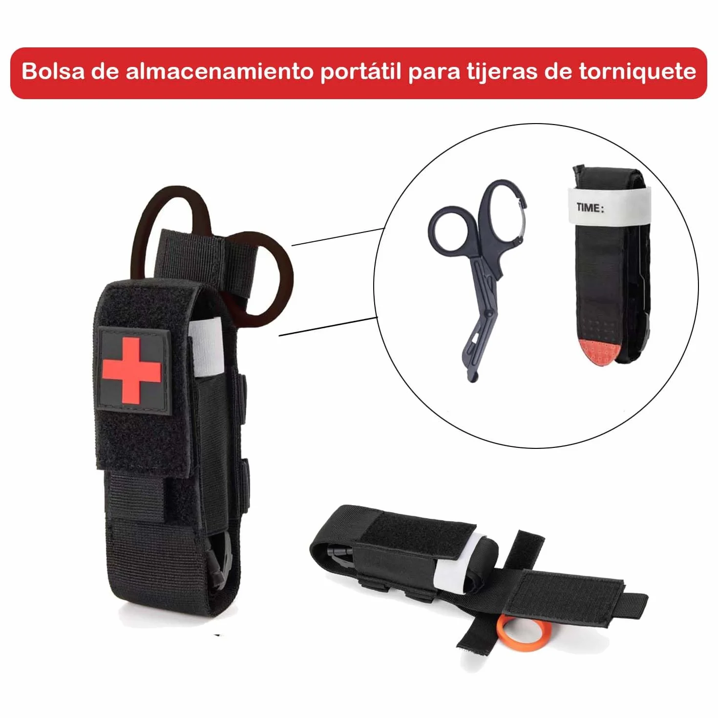 Bolsa Torniquete Molle Torniquete Táctica EMT Tijeras Medicas, Bolsa Torniquete Titular Táctico Militar para Torniquete y Tijeras Para Primeros Auxilios y Emergencias al Aire Libre