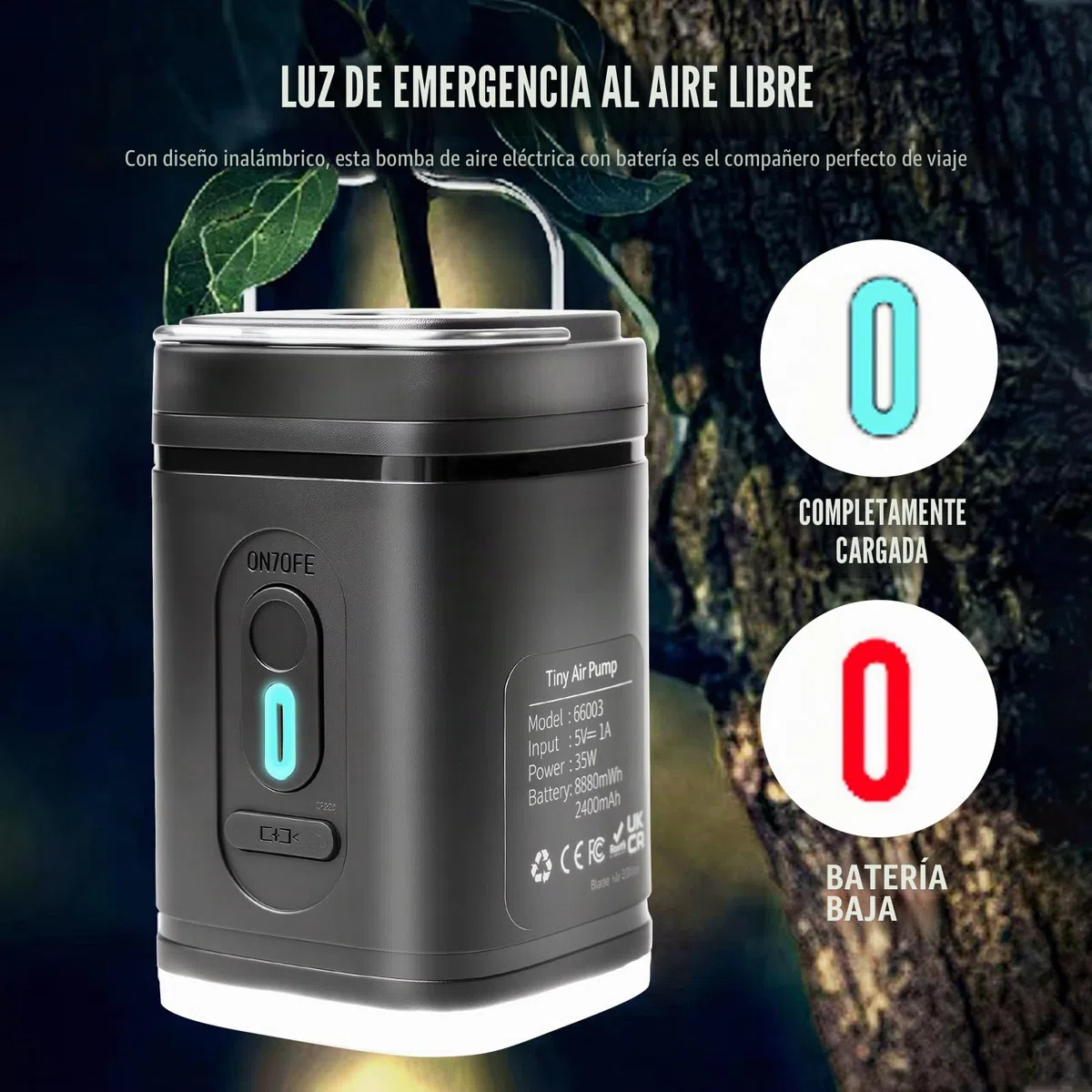 Bomba de aire eléctrica recargable 3 en 1, 2400 mAh, para colchón, sofá, piscina, bote