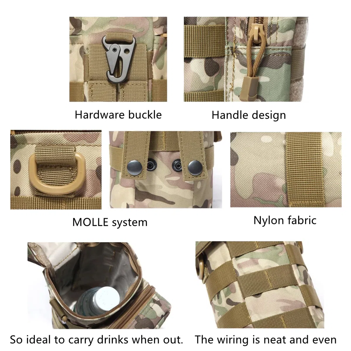 Bolsa para Botella de Agua Bolsa para táctico MOLLE Militar Senderismo Camping Viajes Deportes