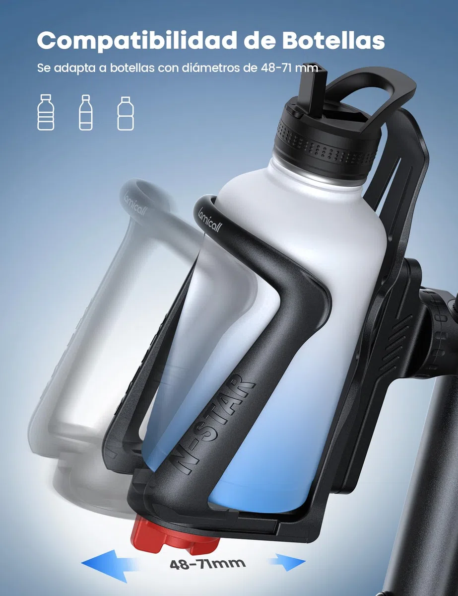 Lamicall Portabidón Bicicleta - [para Botellas de Diámetro de 48mm-71mm] [para Manillar y Marco] Soporte Botella Bicicleta con Herramienta de Tornillo, Portabidones Duraderos para Bicicleta MTB