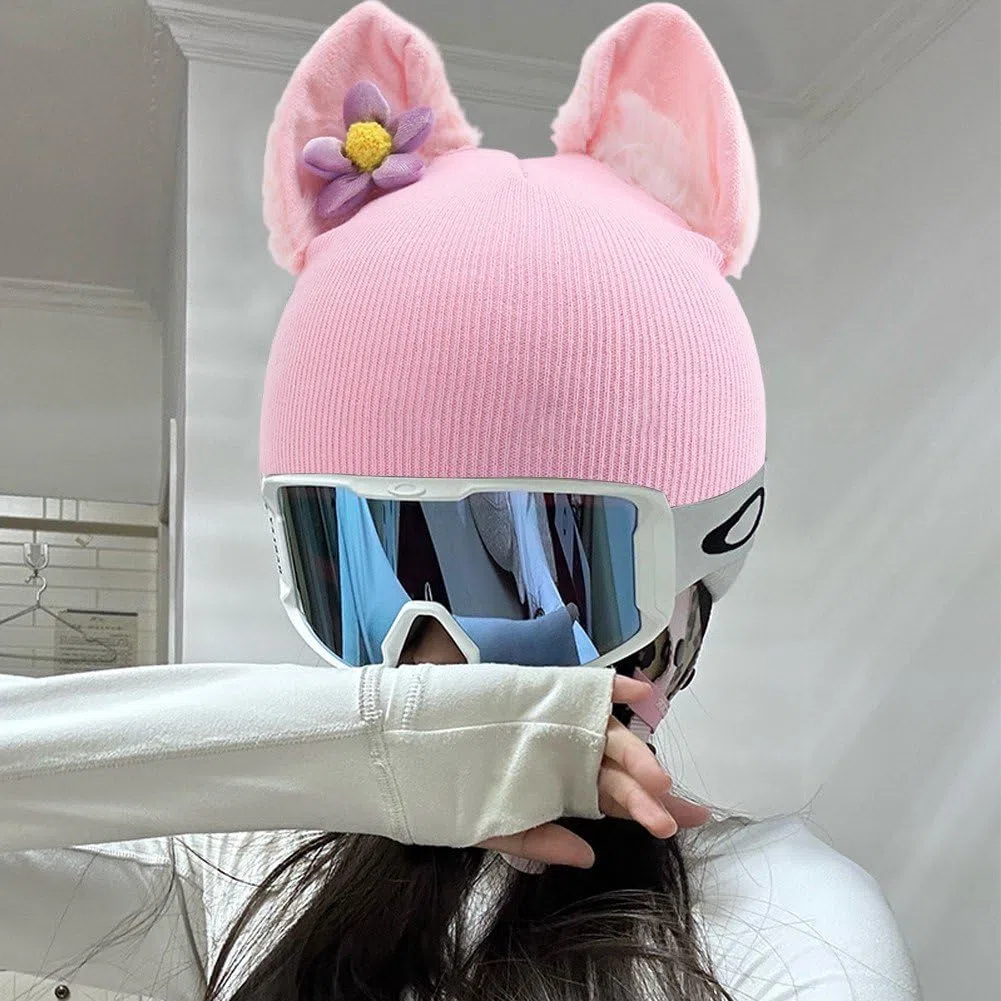 Bonita Funda para Casco De Esquí con Orejas De Gato, Calentador De Cabeza Unisex para Esquí, Bicicleta, Motocicleta, Accesorios para Casco Deportivo Aire Libre.