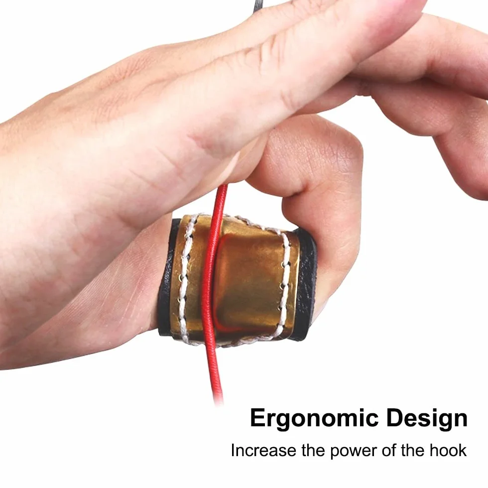 DONGKER Arco pulgar protector de dedos, anillo de protección de pulgar de cuero de latón, anillos ajustables para el pulgar para el tiro con arco tradicional