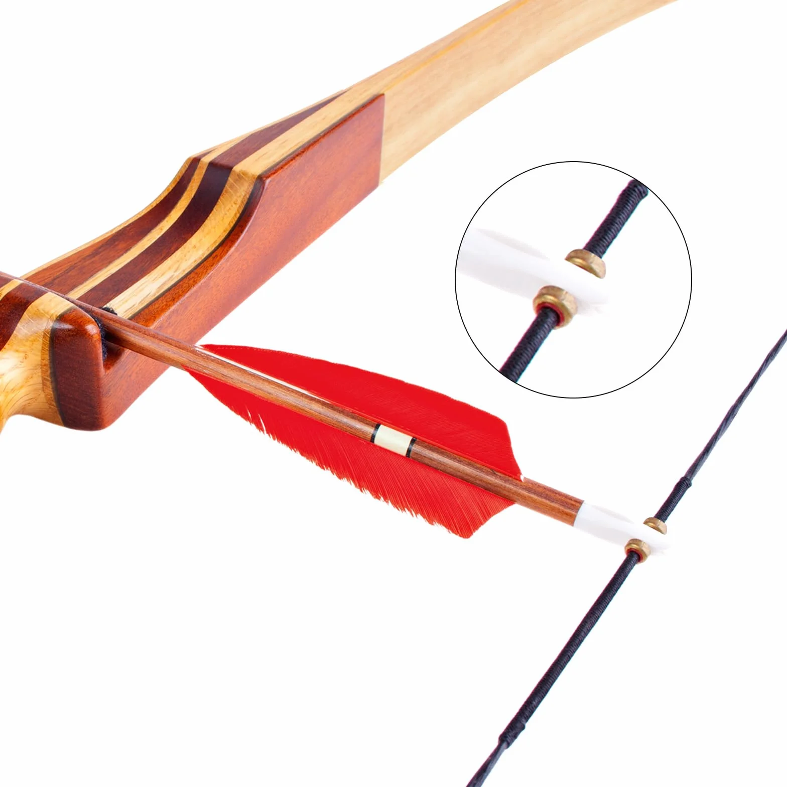 PATIKIL Reemplazo de Cuerda de Arco, Cuerda de Arco Recurvo de 16 Hilos con Punto de Nock para Arco Recurvo Tradicional Amo 60", Rojo-Negro