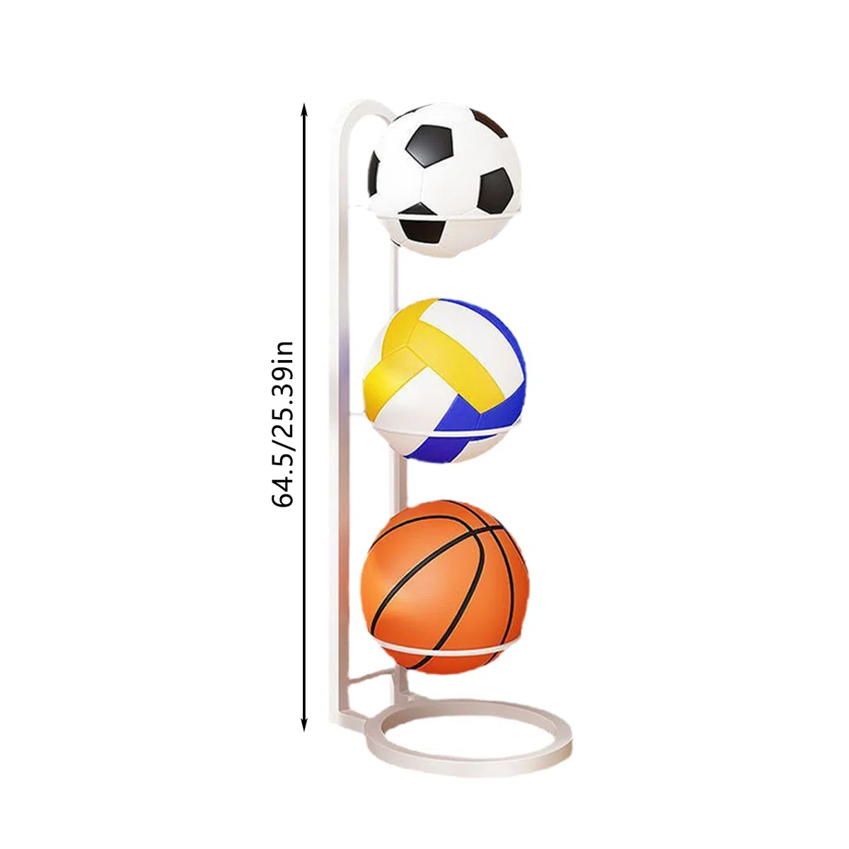 Estante Almacenamiento Pelotas, Soporte Baloncesto, Organizador Equipos Deportivos Garaje con Cesta, Estante Exhibición Vertical para Fútbol, Voleibol, Soporte Almacenamiento Pelotas