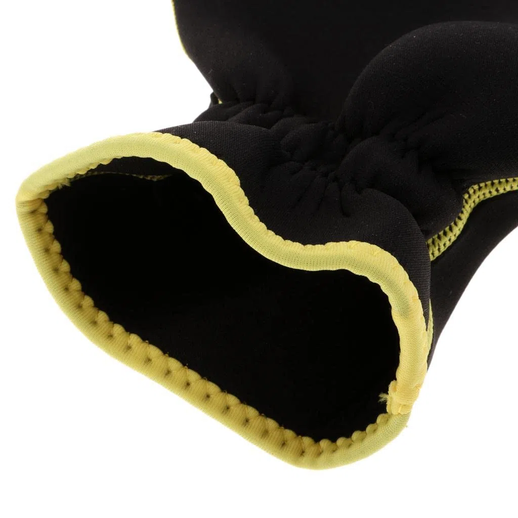 SM SunniMix 1 Par De Neopreno Kayak Remo Remo Rafting Guantes De Mano Dedo Protector De Palma - Oro Negro