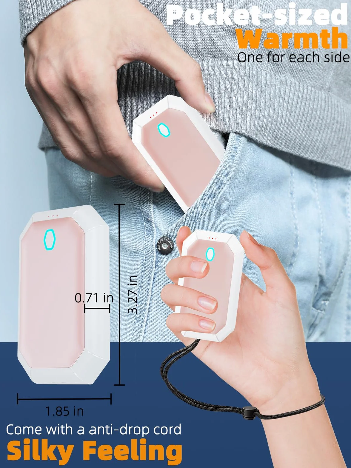 ITSHINY Calentador de Manos，Calentador de Manos Recargable 2 Paquete, Calentador de Manos Electrico USB con 3 Niveles para Exteriores, senderi, Regalo para Mujeres, Personas Mayores y Niños