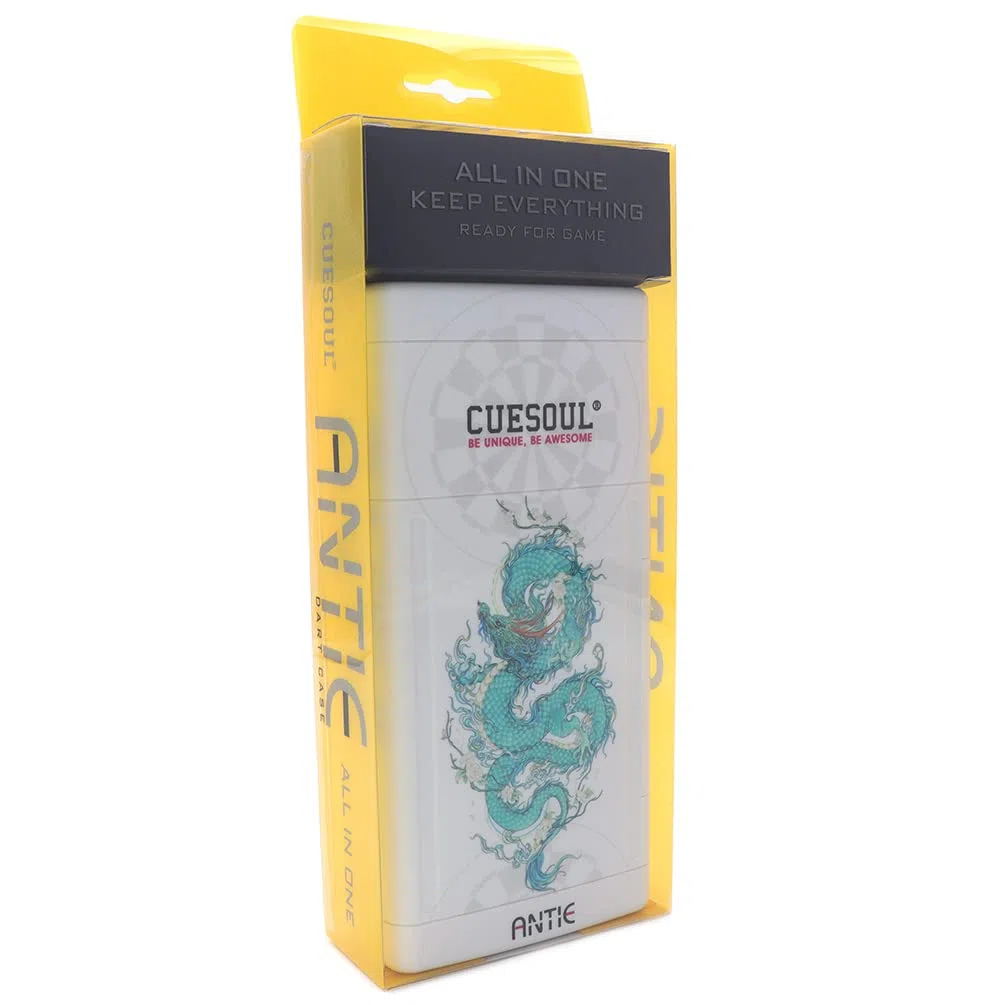 CUESOUL ANTIE Estuche rígido para Dardos, Capacidad para 6 Dardos de Punta de Acero/Dardos de Punta Blanda y Accesorios adicionales, con diseño de Cuatro símbolos mitológicos, Uso Duradero
