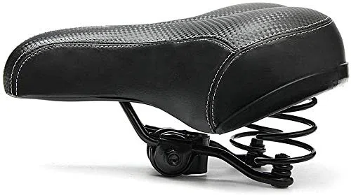 Sillín de bicicleta cómodo con doble resorte, diseñado con cojín suave de espuma viscoelástica transpirable (negro)