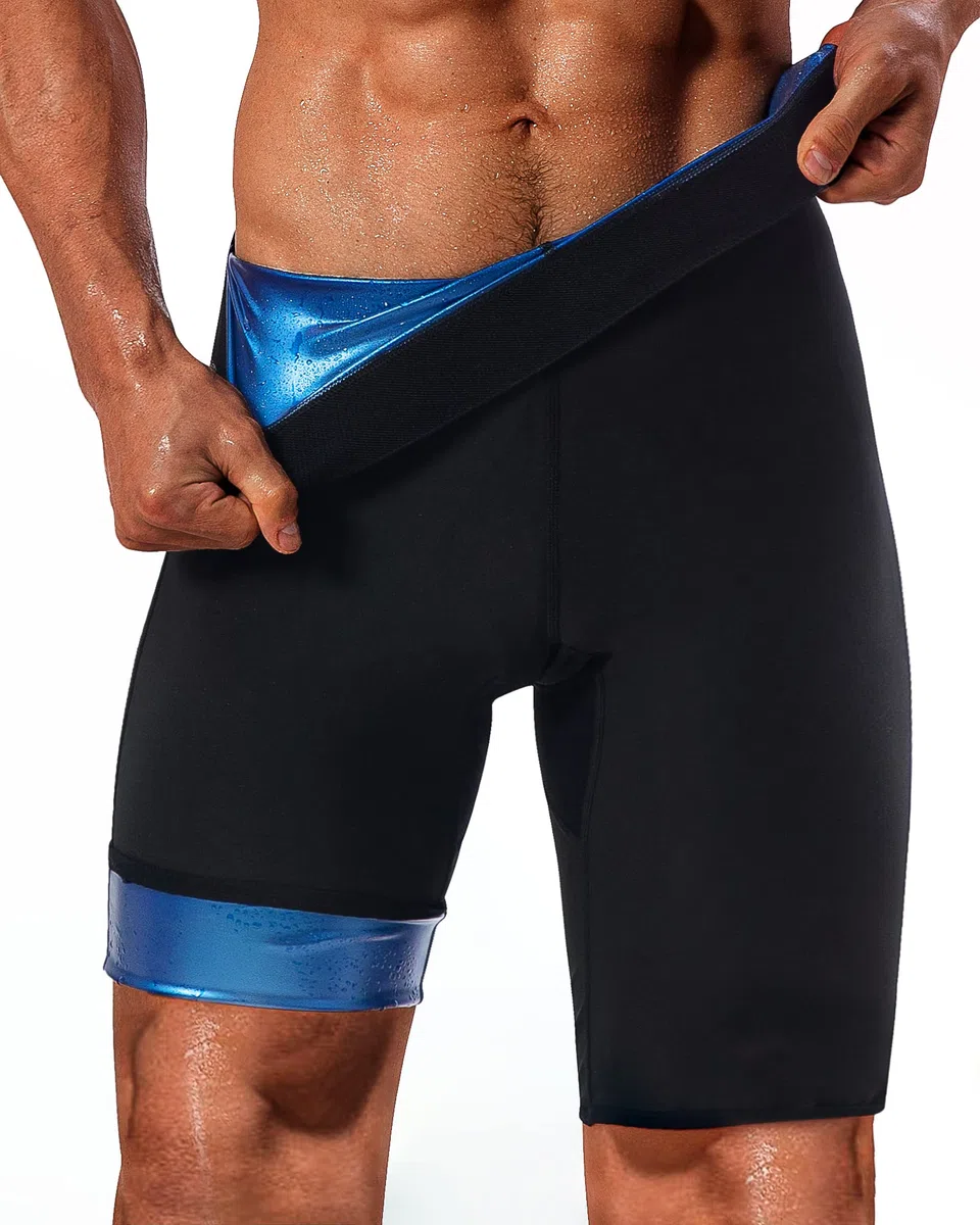 LMCOB Sauna Sweat Short Pants for Men Hot Thermo Sauna Leggings Compression Hight Waist Pants Workout Body Shaper Sauna Suit
