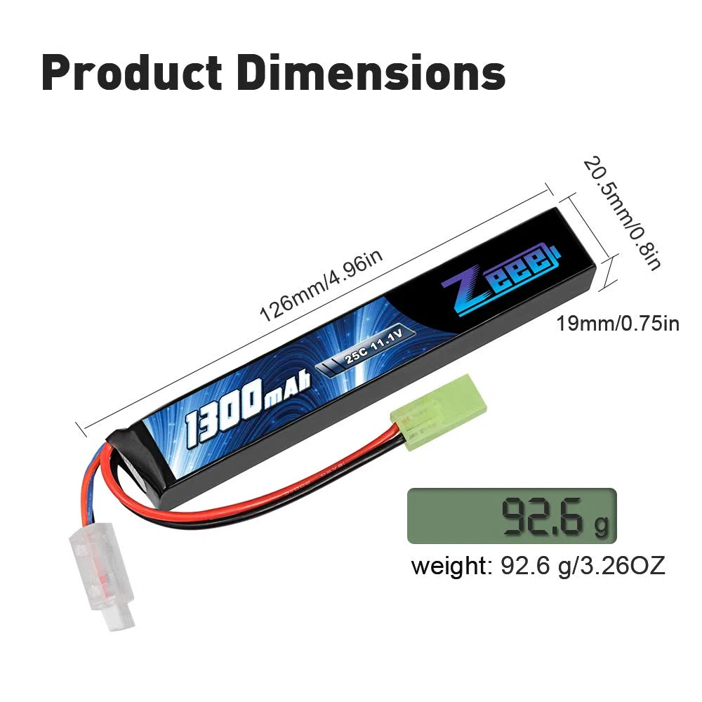 Zeee 3S Lipo Batería 11.1V 25C 1300mAh RC Batería para Airsoft
