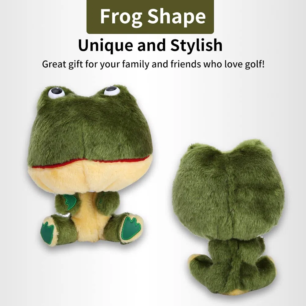 Funda para cabeza de palo de golf de felpa, diseño de personaje de rana con forro de agua que protege los híbridos de madera del conductor, funda de felpa suave para hombres y mujeres, golfistas como