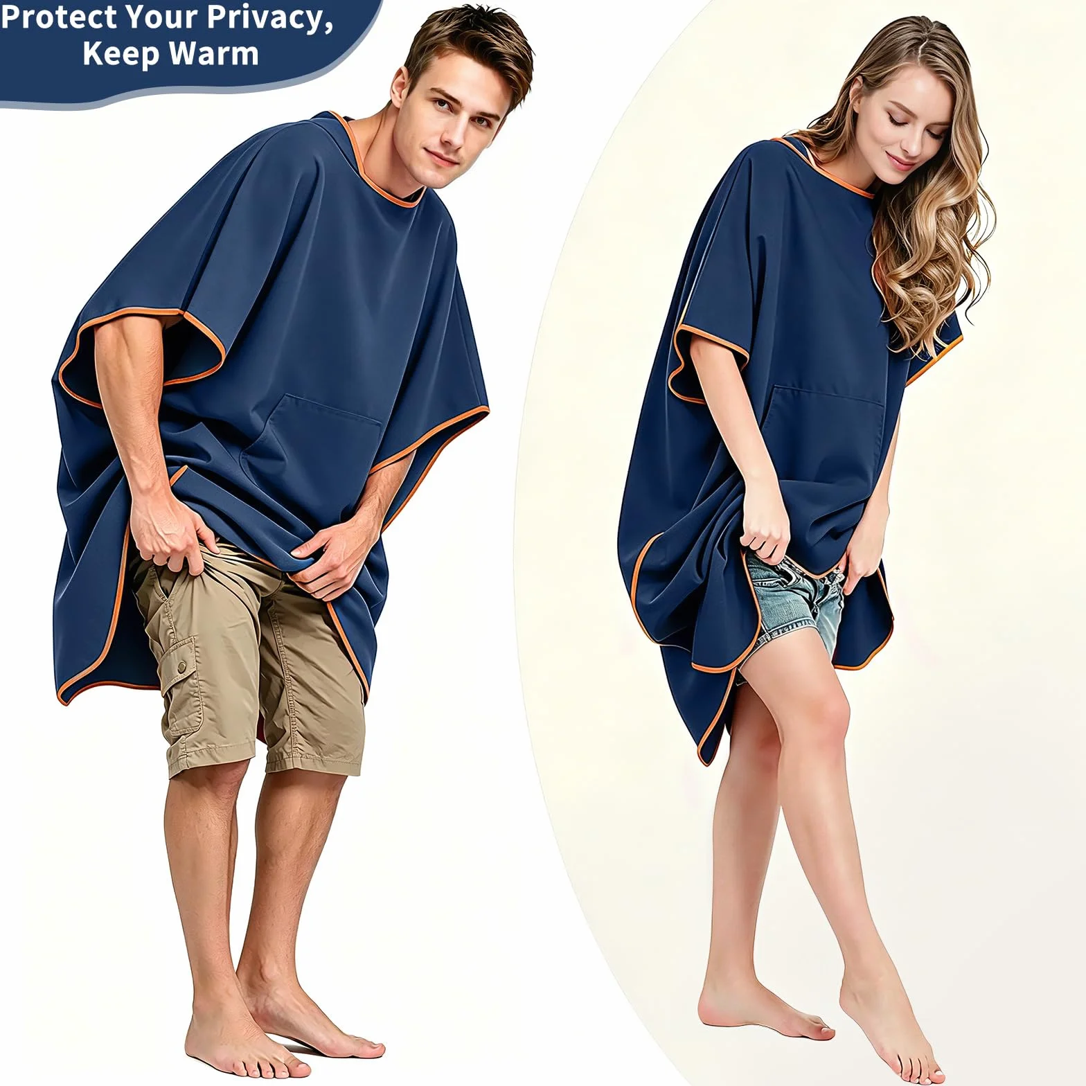 Poncho de Surf de Mujer Hombre, Poncho Toalla Adulto, Toalla de Microfibra con Capucha, Albornoz para Cambiarse, Albornoz de Secado Rápido Cambiador Playa para Surf, Acampar, Natación y Buceo