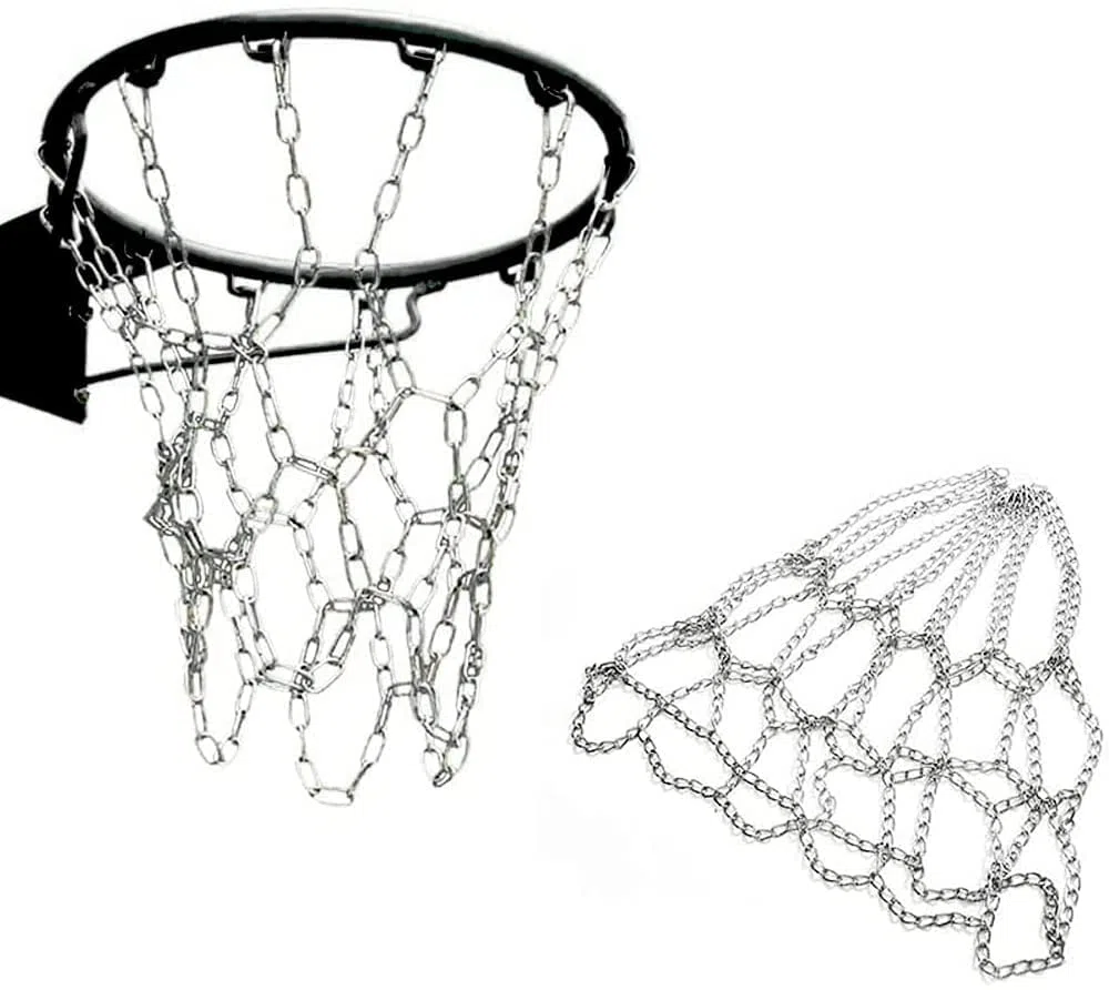Red Baloncesto, Red de Baloncesto Metal, resistente red de baloncesto, Red de Baloncesto Cadenas, Red de Aro de Baloncesto, Tamaño Regulatorio, Durable e Fácil de Instalar, para Cancha de Baloncesto