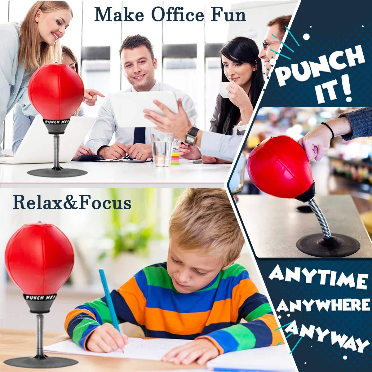 Desktop Punching Bag, [Upgrade, Flexibility] Boxing Bag Speed Balls Boxing High-Performance Spring Chassis & Strong Suction Christmas Thanksgiving Gifts for Kids, Teenagers, Adult