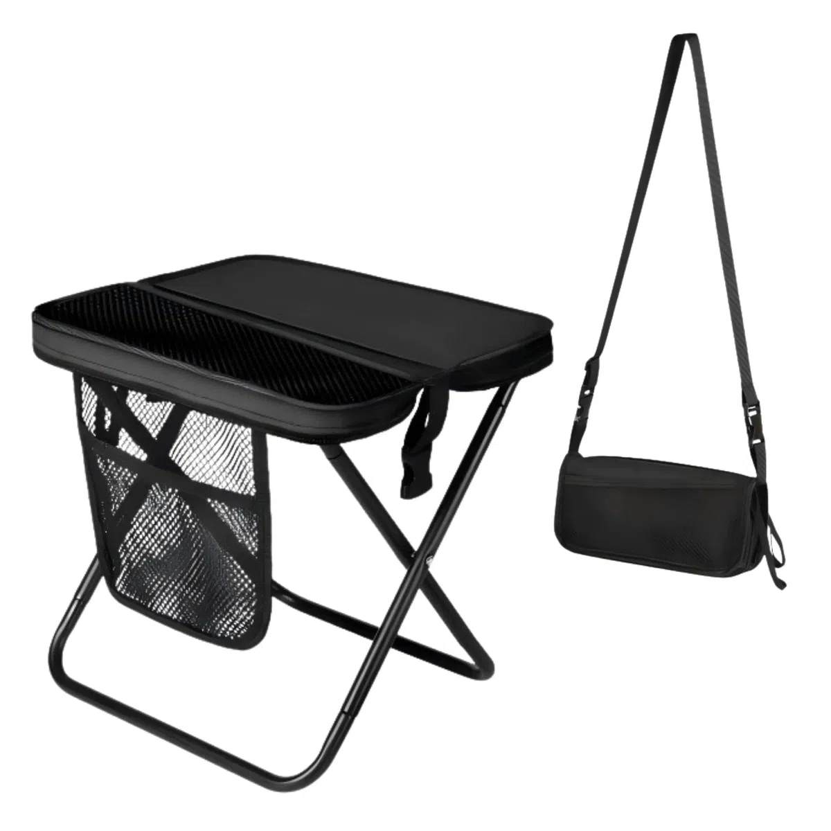 Taburete plegable portátil,Taburete de Camping,Taburete plegable con bolsillos laterales,Asiento Sillas Taburetes Plegables Portátil para Camping Pesca Playa Senderismo Jardin Exterior, Soporta 120kg