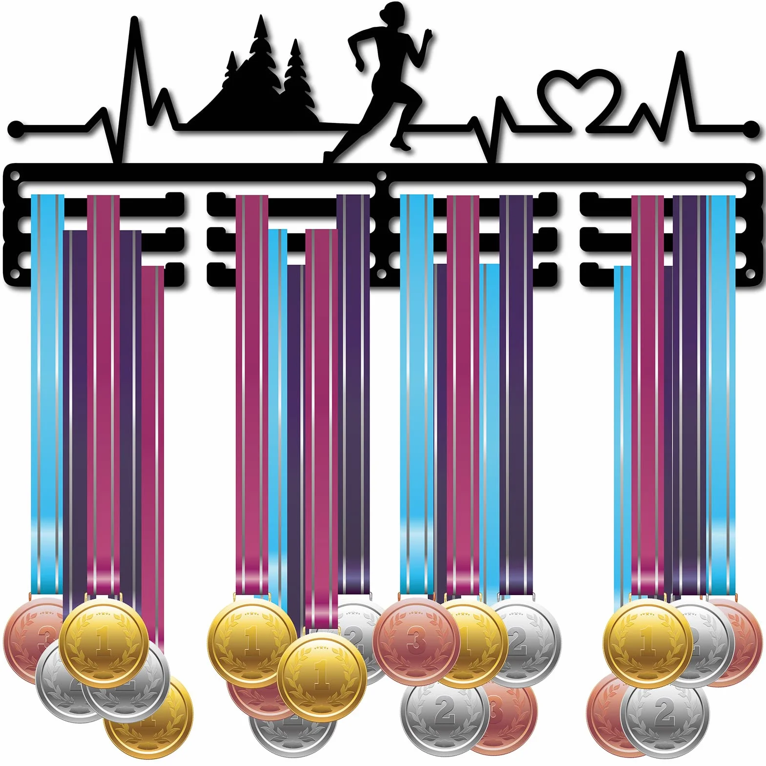CREATCABIN Colgador Medallas Soporte Hierro 40x15cm para Pared Correr Deportivas